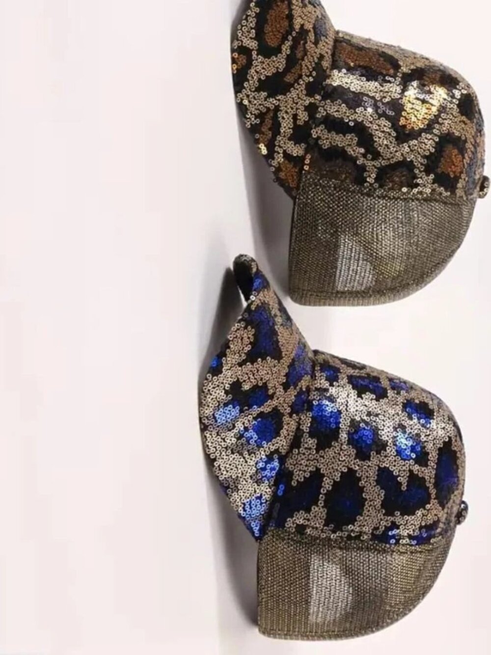 Women Sequin Leopard Print Baseball Cap Mesh Sparkly Glitter Bling Snapback Hat